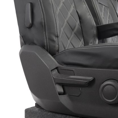 Picture of UK Custom Covers VW Crafter Double Diamond Bentley Stitch Leatherette Front Seat Covers (2017 Onwards) - Single/Double No Folding Middle Seat | SC1023B