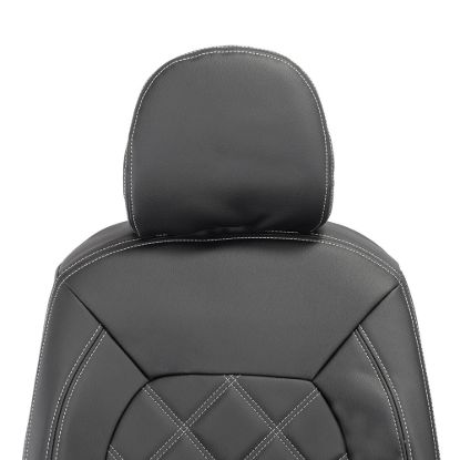 Picture of UK Custom Covers VW Crafter Double Diamond Bentley Stitch Leatherette Front Seat Covers (2017 Onwards) - Single/Double No Folding Middle Seat | SC1023B