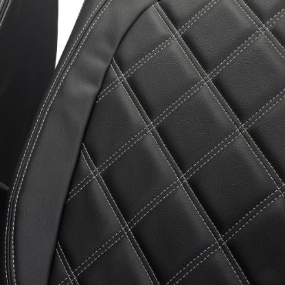 Picture of UK Custom Covers VW Crafter Double Diamond Bentley Stitch Leatherette Front Seat Covers (2017 Onwards) - Single/Double No Folding Middle Seat | SC1023B