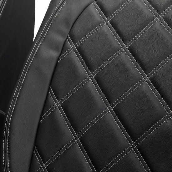 Picture of UK Custom Covers VW Crafter Double Diamond Bentley Stitch Leatherette Front Seat Covers (2017 Onwards) - Single/Double No Folding Middle Seat | SC1023B