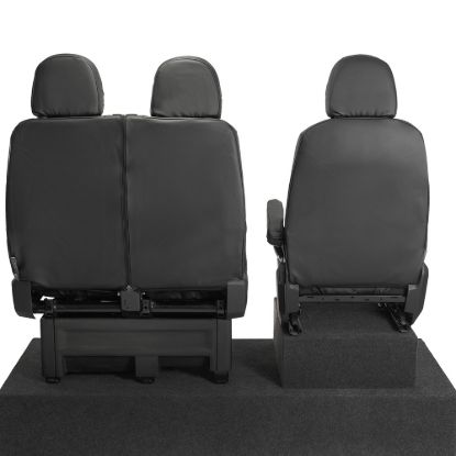 Picture of UK Custom Covers VW Crafter Double Diamond Bentley Stitch Leatherette Front Seat Covers (2017 Onwards) - Single/Double No Folding Middle Seat | SC1023B