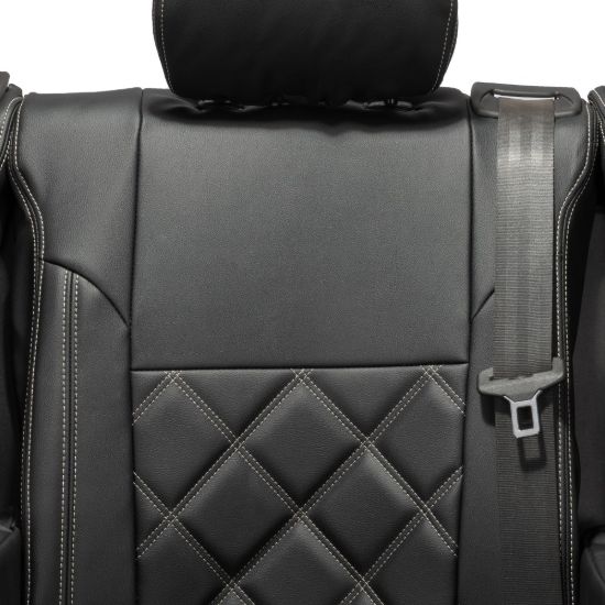 Picture of UK Custom Covers Vauxhall Vivaro Seat Covers Leatherette (2014-2019) Rear - Double Diamond Bentley Stitch | SC1028B