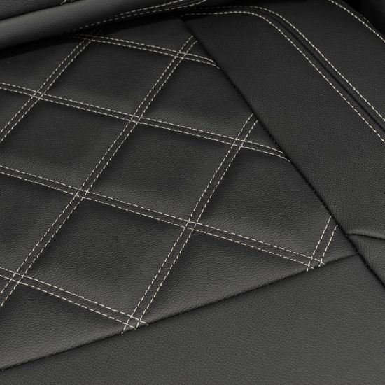 Picture of UK Custom Covers Vauxhall Vivaro Seat Covers Leatherette (2014-2019) Rear - Double Diamond Bentley Stitch | SC1028B