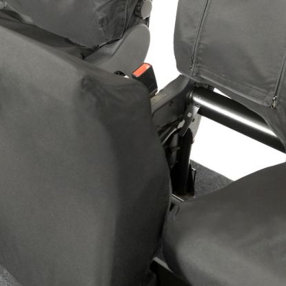 Picture of UK Custom Covers Ford Transit Custom Seat Covers Cotton-Backed PU (2013-2023) - Front (single/Double WITH pull Down Tray / Black | SC102B