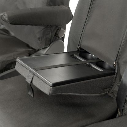 Picture of UK Custom Covers Ford Transit Custom Seat Covers Cotton-Backed PU (2013-2023) - Front (single/Double WITH pull Down Tray / Black | SC102B
