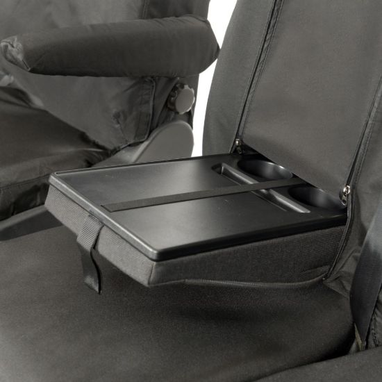 Picture of UK Custom Covers Ford Transit Custom Seat Covers Cotton-Backed PU (2013-2023) - Front (single/Double WITH pull Down Tray / Black | SC102B