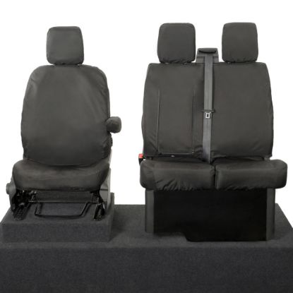 Picture of UK Custom Covers Maxus eDeliver 9 Front Seat Covers Cotton-Backed (2020 Onwards) Black - Single/Double WITH Pull Down Tray | SC102B