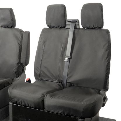 Picture of UK Custom Covers Maxus eDeliver 9 Front Seat Covers Cotton-Backed (2020 Onwards) Black - Single/Double WITH Pull Down Tray | SC102B