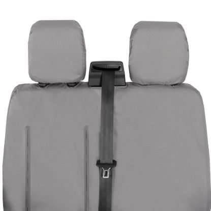 Picture of UK Custom Covers Ford Transit Custom Seat Covers Cotton-Backed PU (2013-2023) - Front (single/Double WITH pull Down Tray / Grey | SC102G