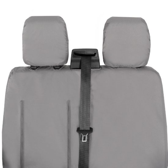 Picture of UK Custom Covers Ford Transit Custom Seat Covers Cotton-Backed PU (2013-2023) - Front (single/Double WITH pull Down Tray / Grey | SC102G