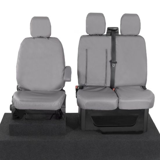 UK Custom Covers Maxus eDeliver 9 Front Seat Covers Cotton-Backed (2020 Onwards) Grey - Single/Double WITH Pull Down Tray