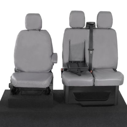 Picture of UK Custom Covers Maxus eDeliver 9 Front Seat Covers Cotton-Backed (2020 Onwards) Grey - Single/Double WITH Pull Down Tray | SC102G