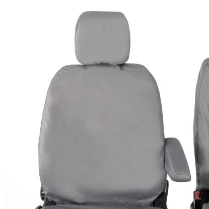 Picture of UK Custom Covers Maxus eDeliver 9 Front Seat Covers Cotton-Backed (2020 Onwards) Grey - Single/Double WITH Pull Down Tray | SC102G
