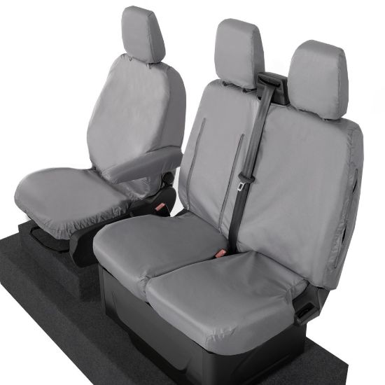 Picture of UK Custom Covers Maxus eDeliver 9 Front Seat Covers Cotton-Backed (2020 Onwards) Grey - Single/Double WITH Pull Down Tray | SC102G