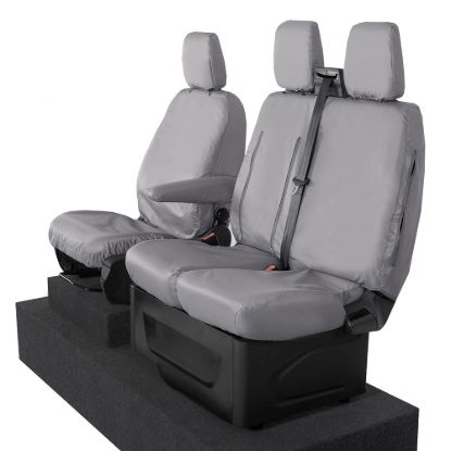 Picture of UK Custom Covers Maxus eDeliver 9 Front Seat Covers Cotton-Backed (2020 Onwards) Grey - Single/Double WITH Pull Down Tray | SC102G