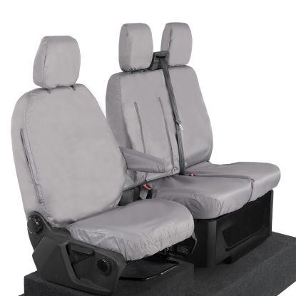 Picture of UK Custom Covers Maxus eDeliver 9 Front Seat Covers Cotton-Backed (2020 Onwards) Grey - Single/Double WITH Pull Down Tray | SC102G
