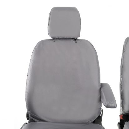 Picture of UK Custom Covers Maxus eDeliver 9 Front Seat Covers Cotton-Backed (2020 Onwards) Grey - Single/Double WITH Pull Down Tray | SC102G