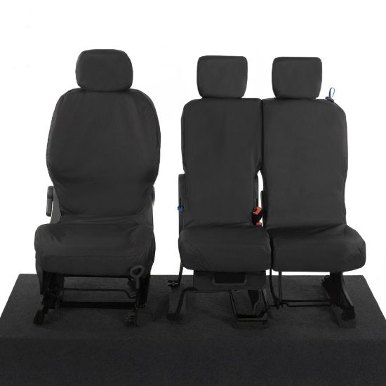 Picture of UK Custom Covers Citroen Berlingo Cotton-Backed Front Seat Covers (2008-2018) Black - 3 Seats | SC105B
