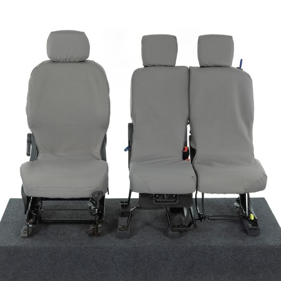 UK Custom Covers Citroen Berlingo Cotton-Backed Front Seat Covers (2008-2018) Grey - 3 Seats