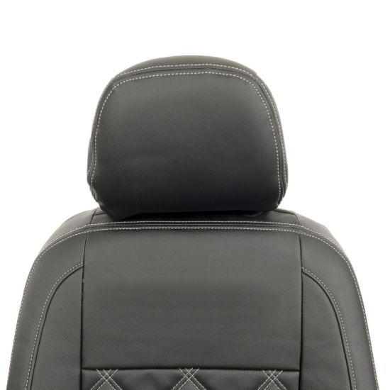 Picture of UK Custom Covers VW Caddy Double Diamond Bentley Stitch Leatherette Front Seat Covers (2021 Onwards) - With Armrests | SC1155B