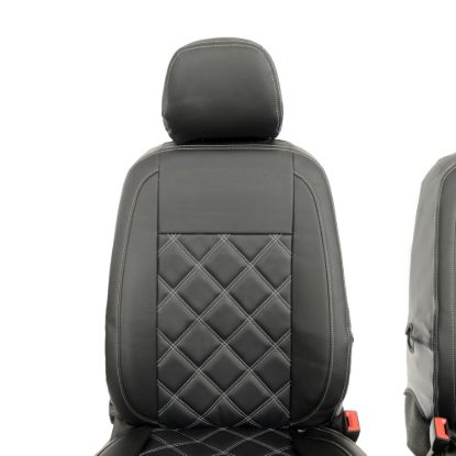 Picture of UK Custom Covers VW Caddy Cargo Double Diamond Bentley Stitch Leatherette Front Seat Covers (2021 Onwards) - No Armrests | SC1155B