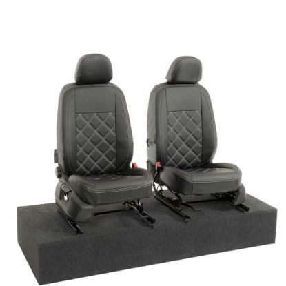 Picture of UK Custom Covers VW Caddy Cargo Double Diamond Bentley Stitch Leatherette Front Seat Covers (2021 Onwards) - No Armrests | SC1155B