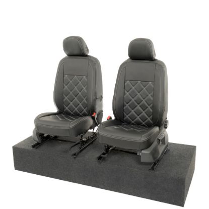Picture of UK Custom Covers VW Caddy Cargo Double Diamond Bentley Stitch Leatherette Front Seat Covers (2021 Onwards) - No Armrests | SC1155B
