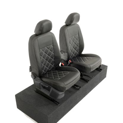 Picture of UK Custom Covers VW Caddy Cargo Double Diamond Bentley Stitch Leatherette Front Seat Covers (2021 Onwards) - No Armrests | SC1155B