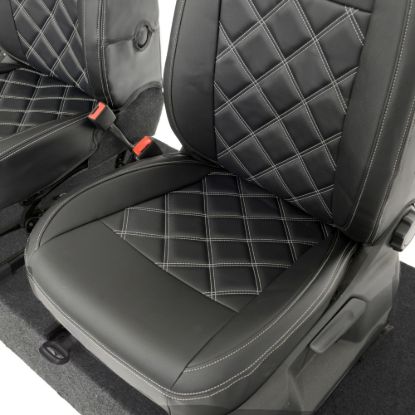 Picture of UK Custom Covers VW Caddy Cargo Double Diamond Bentley Stitch Leatherette Front Seat Covers (2021 Onwards) - No Armrests | SC1155B