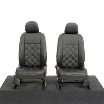 Picture of UK Custom Covers VW Caddy Cargo Double Diamond Bentley Stitch Leatherette Front Seat Covers (2021 Onwards) - With Armrests | SC1155B