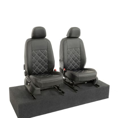 Picture of UK Custom Covers VW Caddy Cargo Double Diamond Bentley Stitch Leatherette Front Seat Covers (2021 Onwards) - With Armrests | SC1155B
