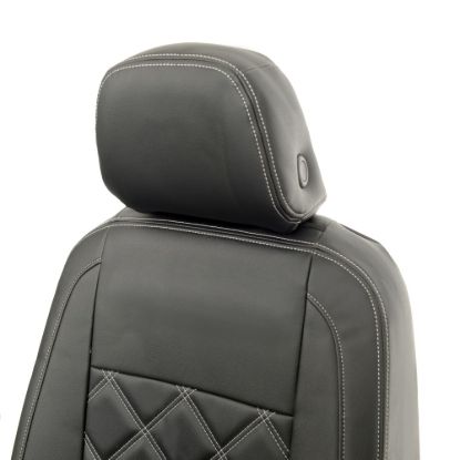 Picture of UK Custom Covers VW Caddy Cargo Double Diamond Bentley Stitch Leatherette Front Seat Covers (2021 Onwards) - With Armrests | SC1155B