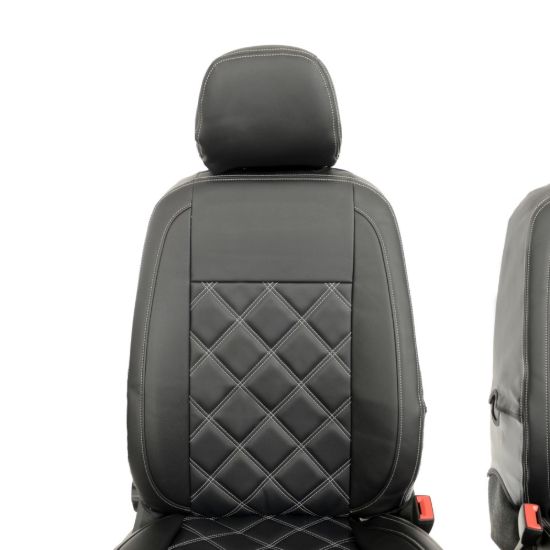 Picture of UK Custom Covers VW Caddy Maxi Life (Inc. Kombi) Double Diamond Bentley Stitch Leatherette Front Seat Covers (2021 Onwards) - No Armrests | SC1155B