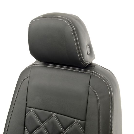 Picture of UK Custom Covers VW Caddy Maxi Life (Inc. Kombi) Double Diamond Bentley Stitch Leatherette Front Seat Covers (2021 Onwards) - No Armrests | SC1155B
