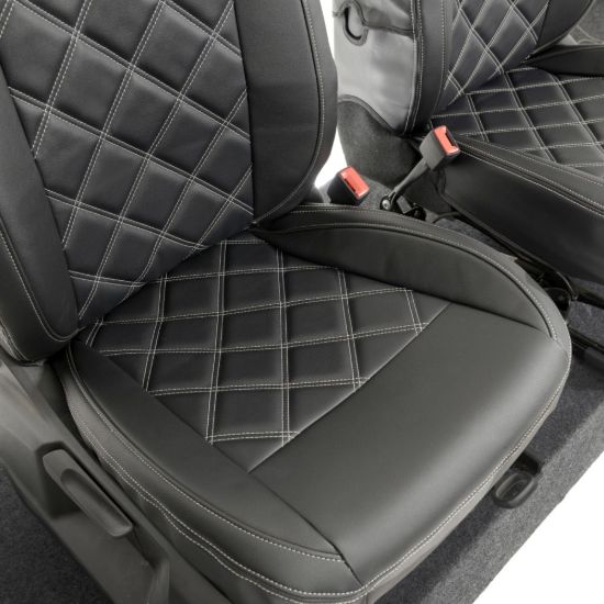 Picture of UK Custom Covers VW Caddy Maxi Life (Inc. Kombi) Double Diamond Bentley Stitch Leatherette Front Seat Covers (2021 Onwards) - No Armrests | SC1155B