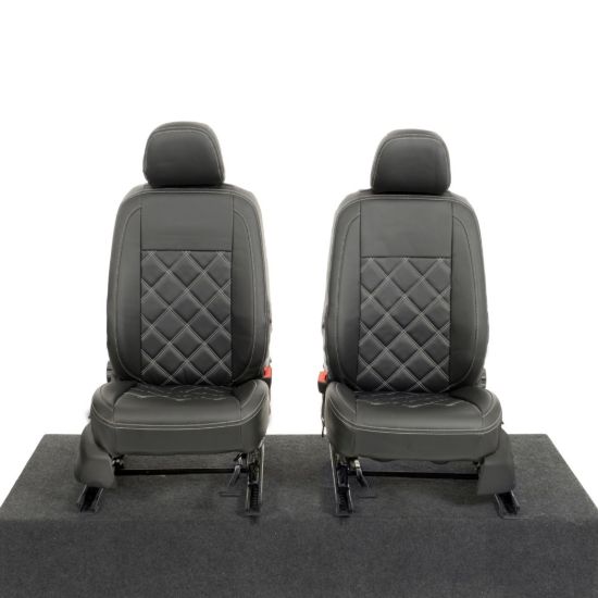 Picture of UK Custom Covers VW Caddy Maxi Life (Inc. Kombi) Double Diamond Bentley Stitch Leatherette Front Seat Covers (2021 Onwards) - With Armrests | SC1155B
