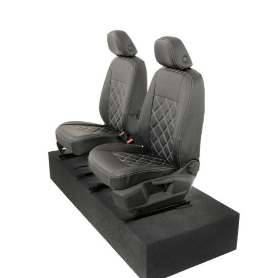 Picture of UK Custom Covers VW Caddy Maxi Life (Inc. Kombi) Double Diamond Bentley Stitch Leatherette Front Seat Covers (2021 Onwards) - With Armrests | SC1155B