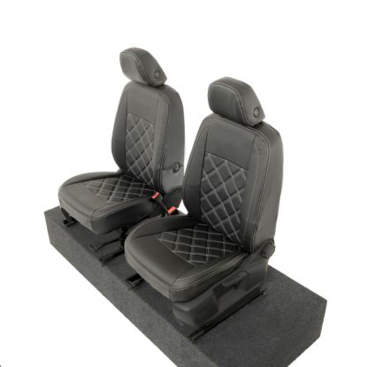 Picture of UK Custom Covers VW Caddy Maxi Life (Inc. Kombi) Double Diamond Bentley Stitch Leatherette Front Seat Covers (2021 Onwards) - With Armrests | SC1155B