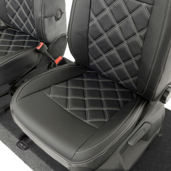 Picture of UK Custom Covers VW Caddy Maxi Life (Inc. Kombi) Double Diamond Bentley Stitch Leatherette Front Seat Covers (2021 Onwards) - With Armrests | SC1155B