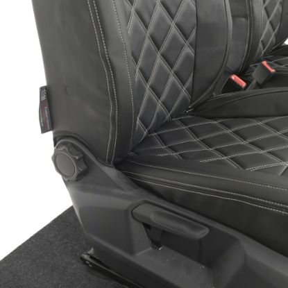 Picture of UK Custom Covers VW Caddy Maxi Life (Inc. Kombi) Double Diamond Bentley Stitch Leatherette Front Seat Covers (2021 Onwards) - With Armrests | SC1155B