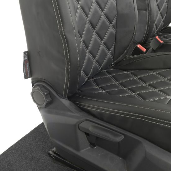Picture of UK Custom Covers VW Caddy Maxi Life (Inc. Kombi) Double Diamond Bentley Stitch Leatherette Front Seat Covers (2021 Onwards) - With Armrests | SC1155B