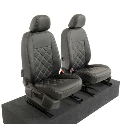 Picture of UK Custom Covers VW Caddy Maxi Life (Inc. Kombi) Double Diamond Bentley Stitch Leatherette Front Seat Covers (2021 Onwards) - With Armrests | SC1155B