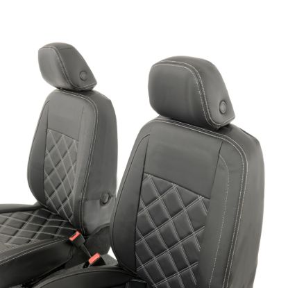 Picture of UK Custom Covers VW Caddy Maxi Life (Inc. Kombi) Double Diamond Bentley Stitch Leatherette Front Seat Covers (2021 Onwards) - With Armrests | SC1155B