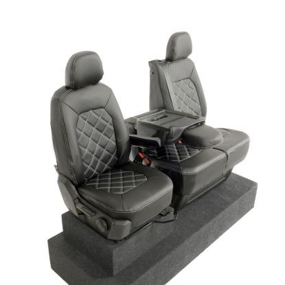 Picture of UK Custom Covers MAN TGE Front Seat Covers Double Diamond Bentley Stitch Leatherette (2017 Onwards) - Single/Double With Folding Middle Seat | SC1156B