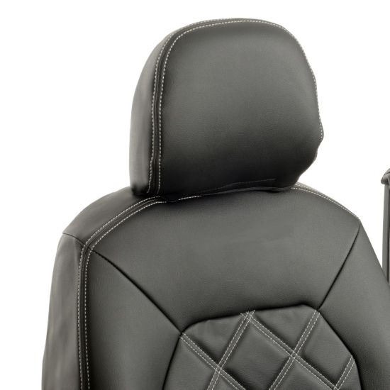 Picture of UK Custom Covers MAN TGE Front Seat Covers Double Diamond Bentley Stitch Leatherette (2017 Onwards) - Single/Double With Folding Middle Seat | SC1156B
