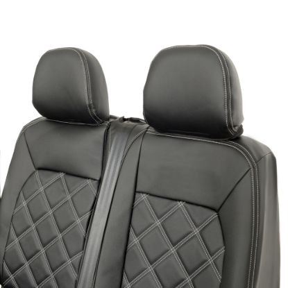 Picture of UK Custom Covers MAN TGE Front Seat Covers Double Diamond Bentley Stitch Leatherette (2017 Onwards) - Single/Double With Folding Middle Seat | SC1156B