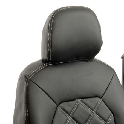 Picture of UK Custom Covers VW Crafter Double Diamond Bentley Stitch Leatherette Front Seat Covers (2017 Onwards) - Single/Double With Folding Middle Seat | SC1156B