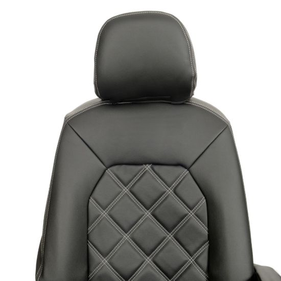 Picture of UK Custom Covers VW Crafter Double Diamond Bentley Stitch Leatherette Front Seat Covers (2017 Onwards) - Single/Double With Folding Middle Seat | SC1156B