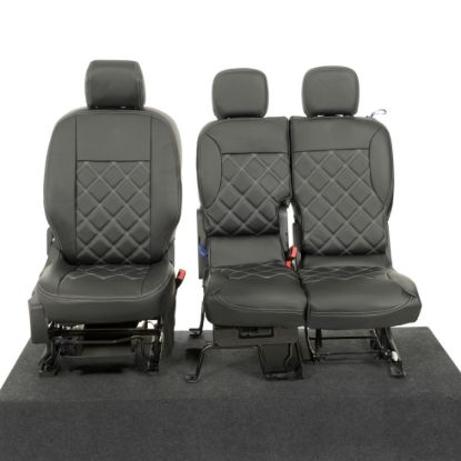 UK Custom Covers Citroen Berlingo Double Diamond Bentley Stitch Leatherette Front Seat Covers (2018 Onwards) - 3 Seats