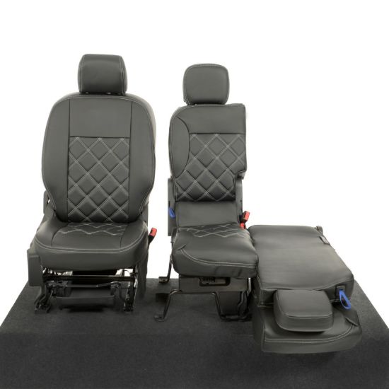 Picture of UK Custom Covers Citroen Berlingo Double Diamond Bentley Stitch Leatherette Front Seat Covers (2018 Onwards) - 3 Seats | SC1157B
